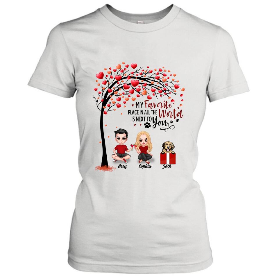 Personalized Couple T-shirt - Up to 5 Dogs - Gifts for Couples - Happy Valentine's Day