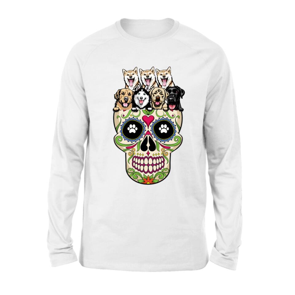 Personalized Sugar Skull Pets T-shirt/Hoodie/Sweatshirt/Sleeve - Gift for Dog/Cat Lovers - Up to 7 Pets