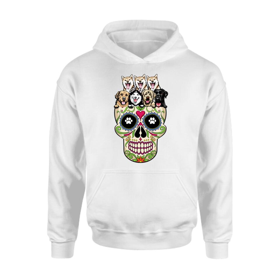 Personalized Sugar Skull Pets T-shirt/Hoodie/Sweatshirt/Sleeve - Gift for Dog/Cat Lovers - Up to 7 Pets