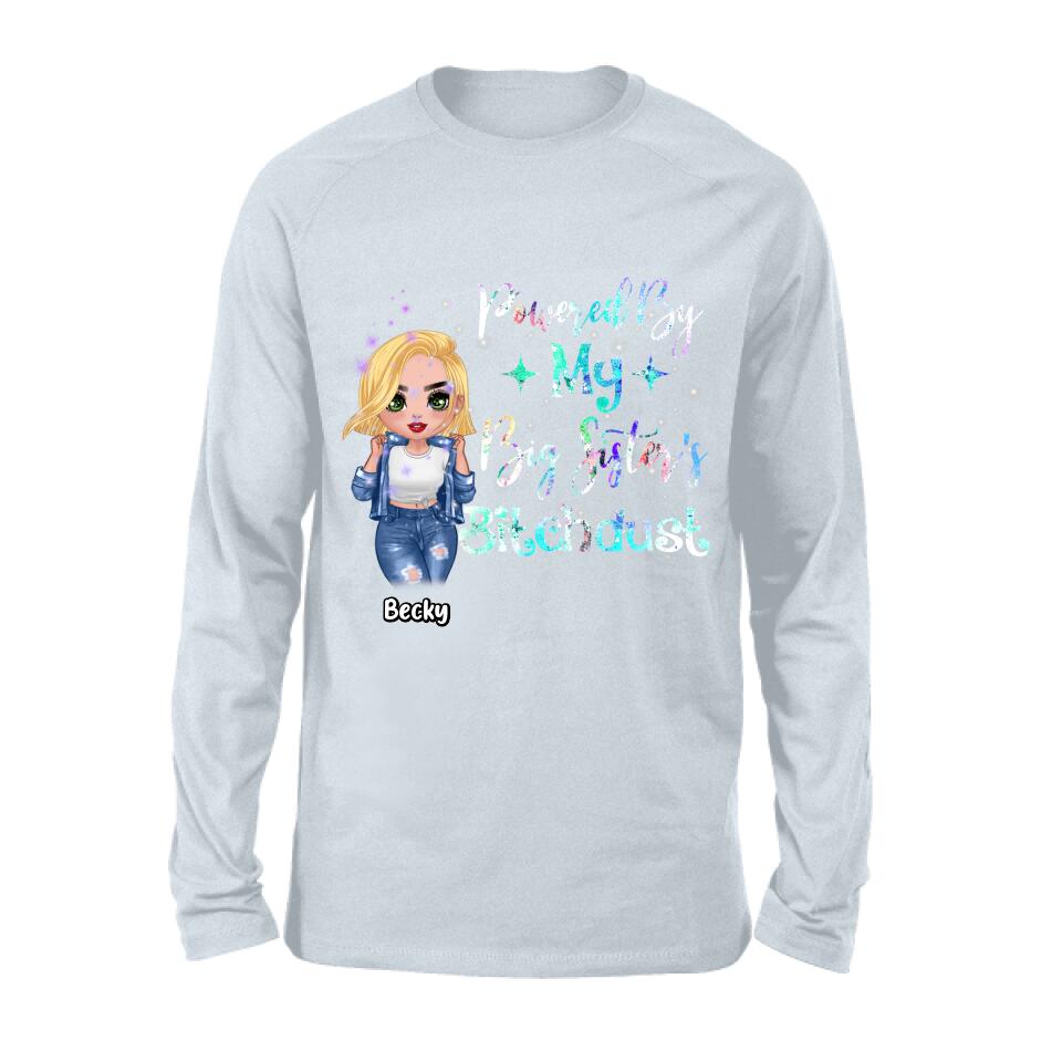Personalized Chibi Sisters T-shirt/Long Sleeve/Sweatshirt/Hoodie - Gift Idea For Sibling/Best Sisters - Powered By My Big Sister's Bitchdust