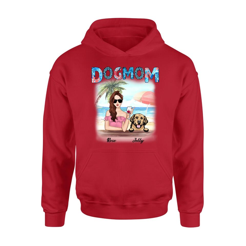 Personalized Dog Mom Summer Patterned Shirt/Hoodie - Up to 4 Dogs - Gift Idea For Dog Mom