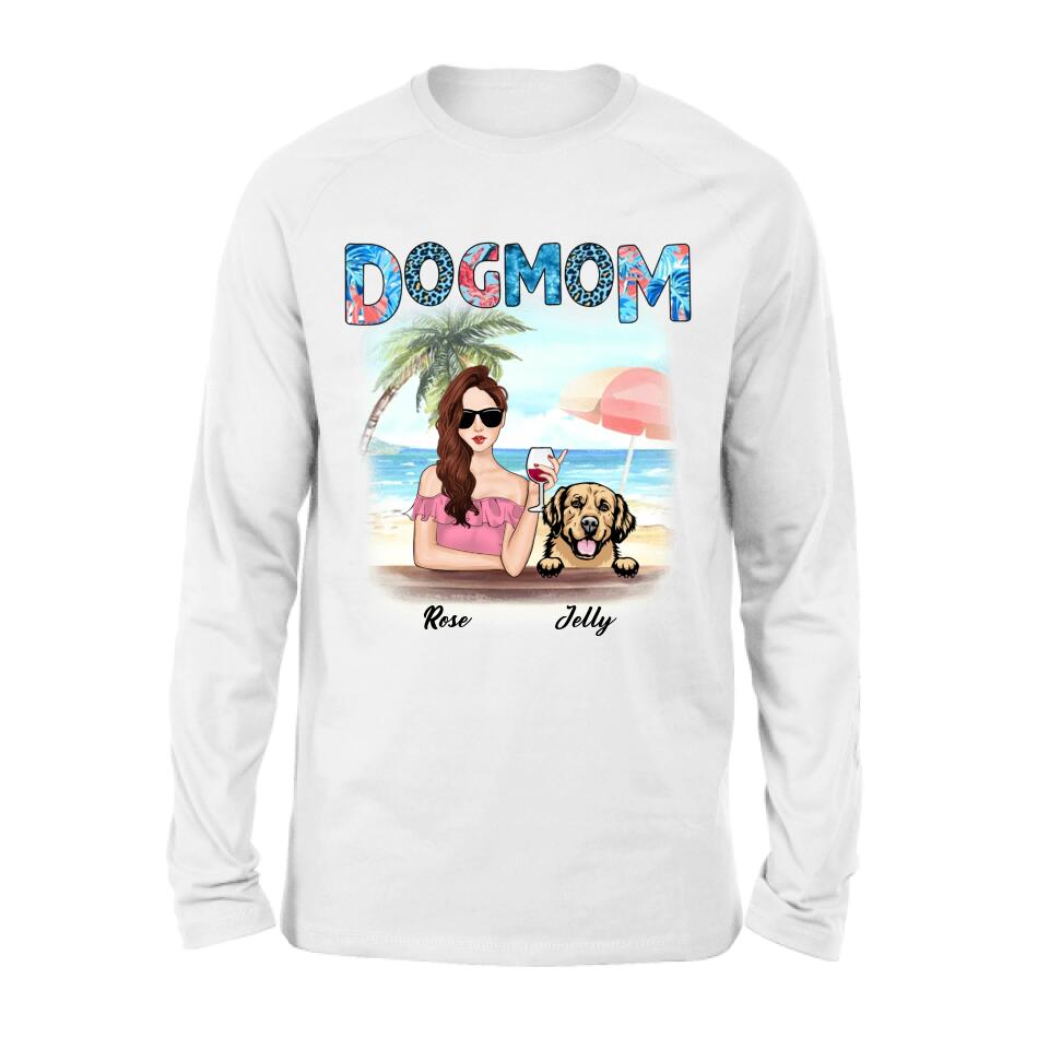 Personalized Dog Mom Summer Patterned Shirt/Hoodie - Up to 4 Dogs - Gift Idea For Dog Mom