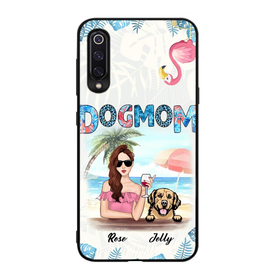 Personalized Dog Mom Summer Patterned Phone Case - Up to 4 Dogs - Gift Idea For Dog Mom - Case For Xiaomi, Oppo And Huawei