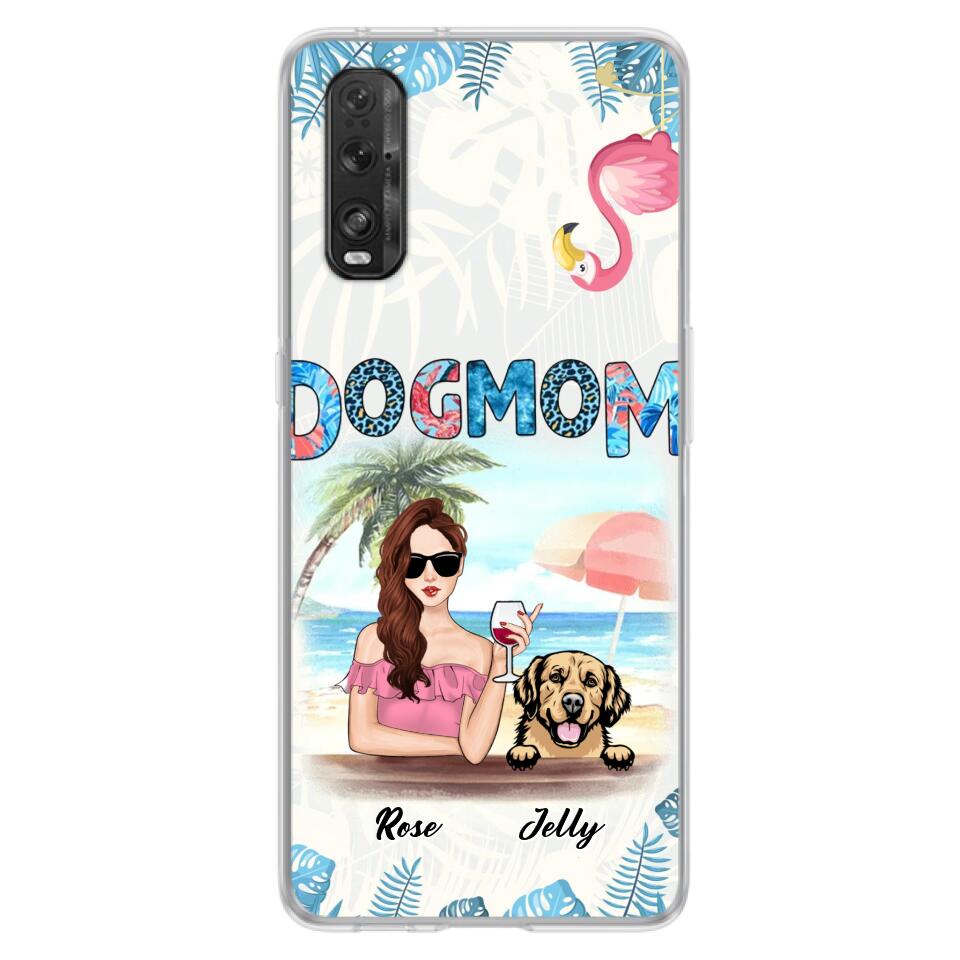 Personalized Dog Mom Summer Patterned Phone Case - Up to 4 Dogs - Gift Idea For Dog Mom - Case For Xiaomi, Oppo And Huawei