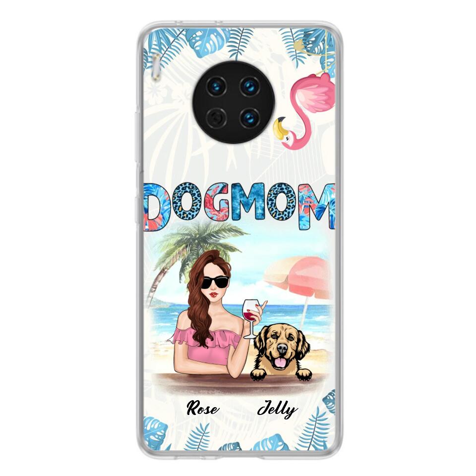 Personalized Dog Mom Summer Patterned Phone Case - Up to 4 Dogs - Gift Idea For Dog Mom - Case For Xiaomi, Oppo And Huawei