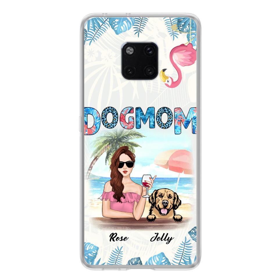 Personalized Dog Mom Summer Patterned Phone Case - Up to 4 Dogs - Gift Idea For Dog Mom - Case For Xiaomi, Oppo And Huawei