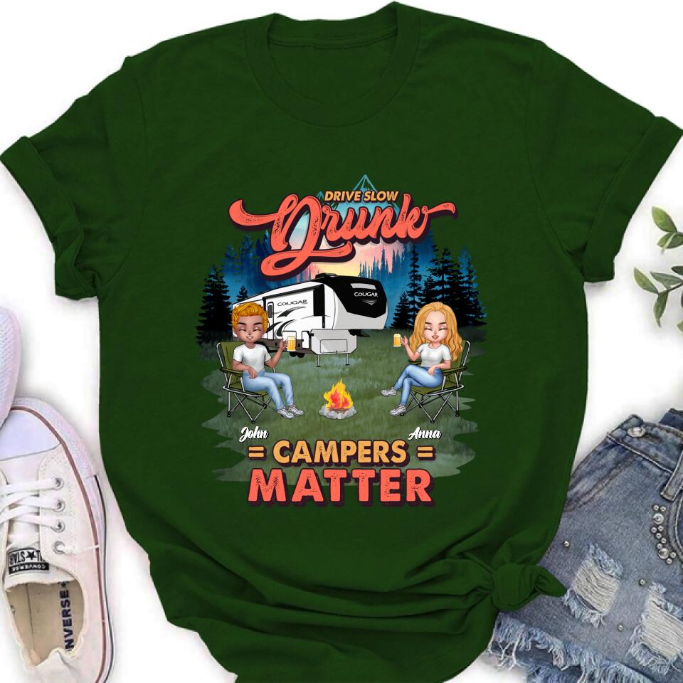 Personalized Camping Unisex/Hoodie/Sweatshirt - Gift For Camping Lovers with up to 4 People - What Happens At The Campground Get's Laughed About All Year Long
