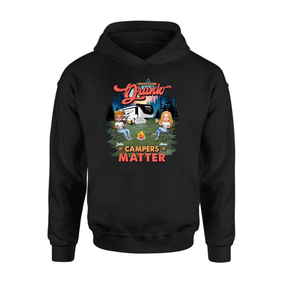 Personalized Camping Unisex/Hoodie/Sweatshirt - Gift For Camping Lovers with up to 4 People - What Happens At The Campground Get's Laughed About All Year Long