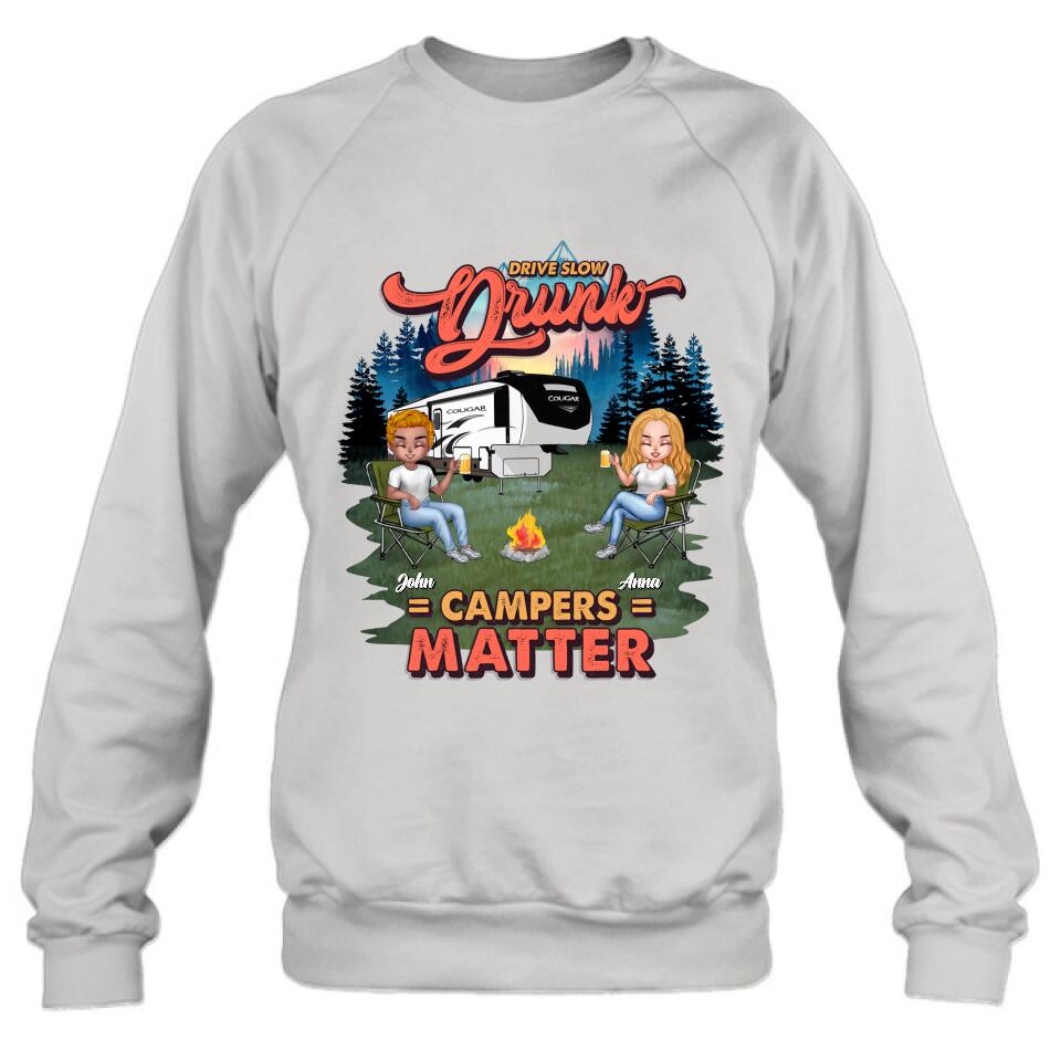 Personalized Camping Unisex/Hoodie/Sweatshirt - Gift For Camping Lovers with up to 4 People - What Happens At The Campground Get's Laughed About All Year Long