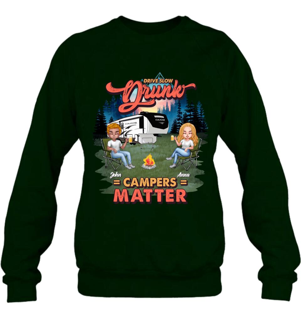 Personalized Camping Unisex/Hoodie/Sweatshirt - Gift For Camping Lovers with up to 4 People - What Happens At The Campground Get's Laughed About All Year Long