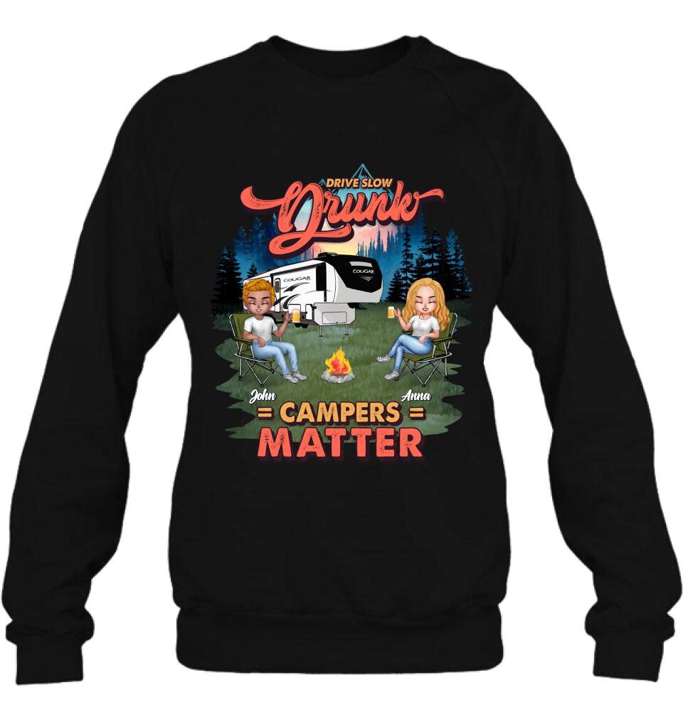 Personalized Camping Unisex/Hoodie/Sweatshirt - Gift For Camping Lovers with up to 4 People - What Happens At The Campground Get's Laughed About All Year Long