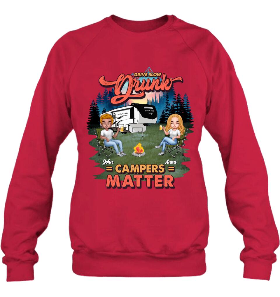 Personalized Camping Unisex/Hoodie/Sweatshirt - Gift For Camping Lovers with up to 4 People - What Happens At The Campground Get's Laughed About All Year Long