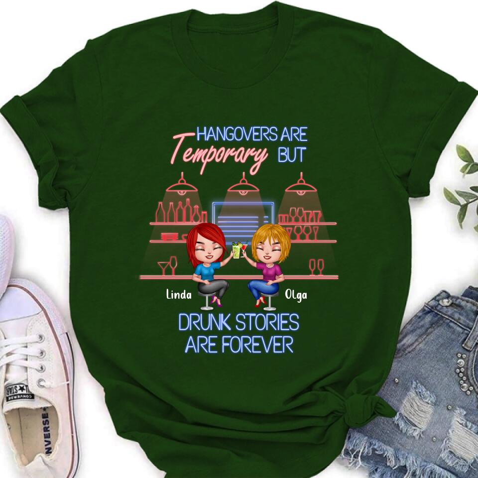 Personalized Drinking Friends Shirt - Up to 4 People - Gift Idea For Friends - Hangovers Are Temporary But Drunk Stories Are Forever