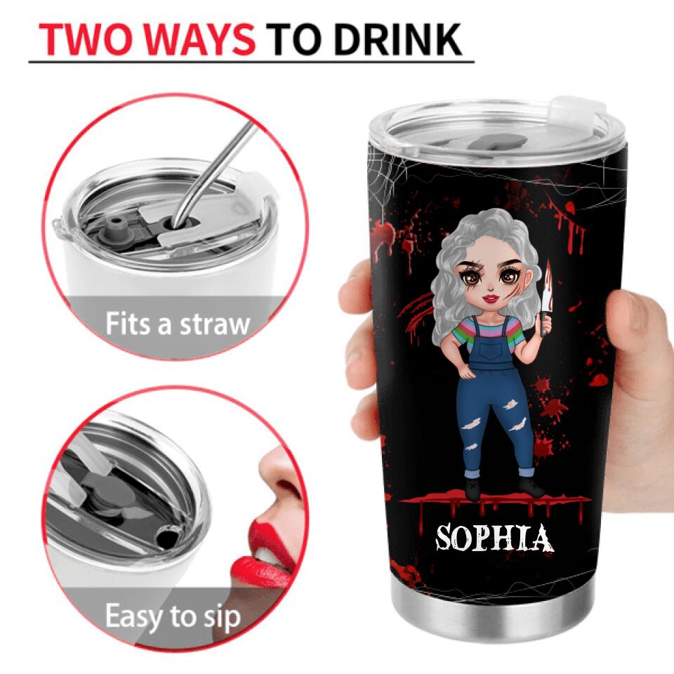 Personalized Horror Girl Tumbler - Halloween Gift For Girls - It's only Murder If They Find A Body
