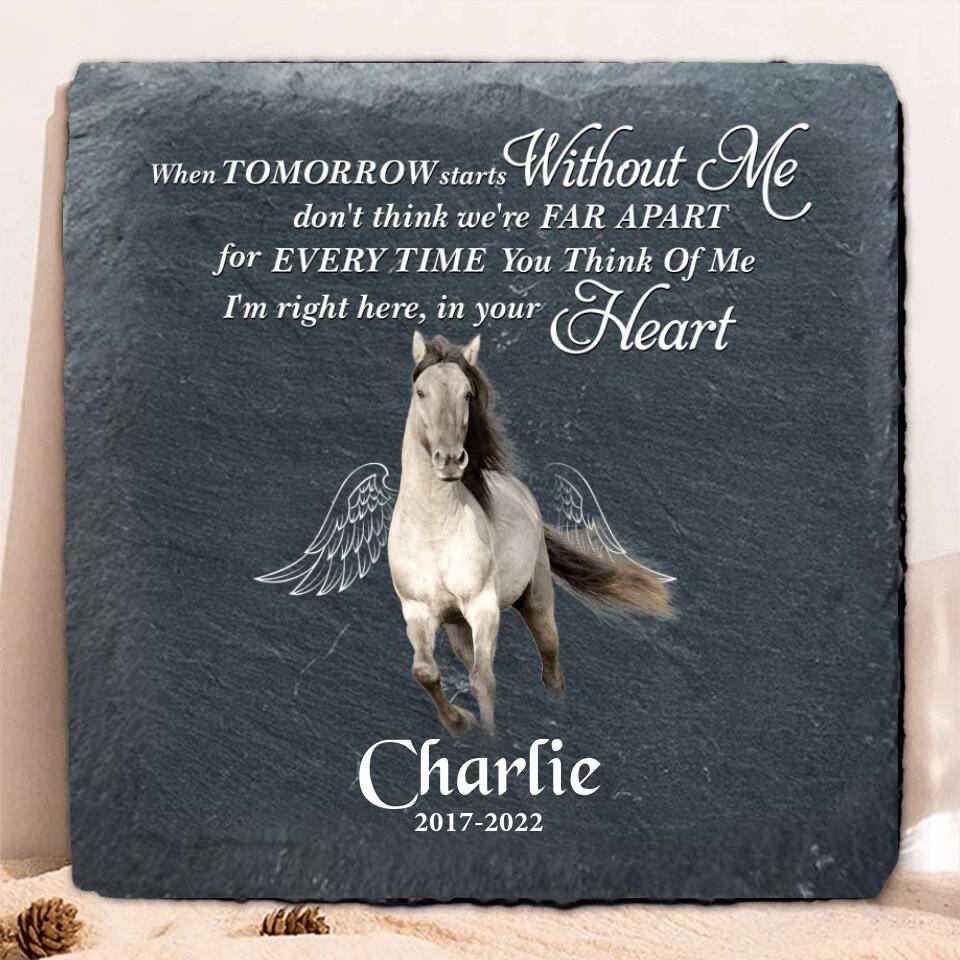Personalized Memorial Horse Photo Square Lithograph - Memorial Gift For Horse Lover - I'm Right Here, In Your Heart