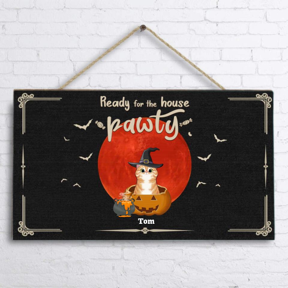 Personalized Halloween Cats Door Sign - Up to 5 Cats - Best Gift For Cat Lovers - 3QH5BH