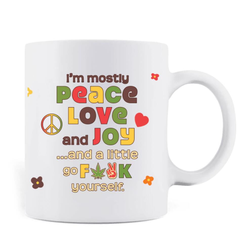 Personalized Chibi Girl Coffee Mug - Gift Idea For Best Friend/Birthday - I'm Mostly Peace Love and Joy