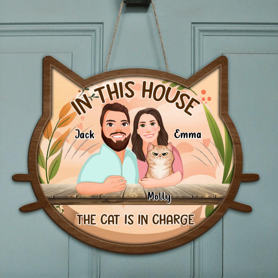 Personalized Cat Door Sign - Up to 6 Cats - Gift Idea For Cat Lovers - Home Is Where The Cats Are