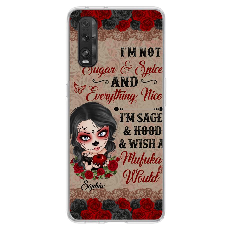 Custom Personalized Skull Girl Phone Case - Halloween Gift For Skull Lover - I'm Not Sugar & Spice - Case For Xiaomi, Oppo And Huawei