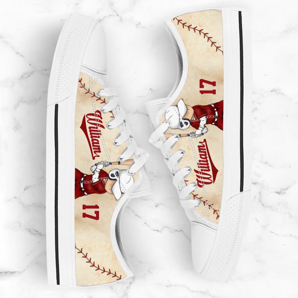 Personalized Baseball Low Top Sneakers - Gift Idea For Baseball Lover/Birthday Gift