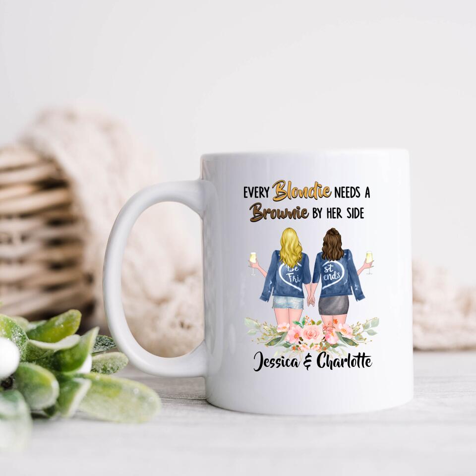 Personalized Bestie Coffee Mug - Gift Idea For Best Friend - Every Blondie Needs A Brownie By Her Side