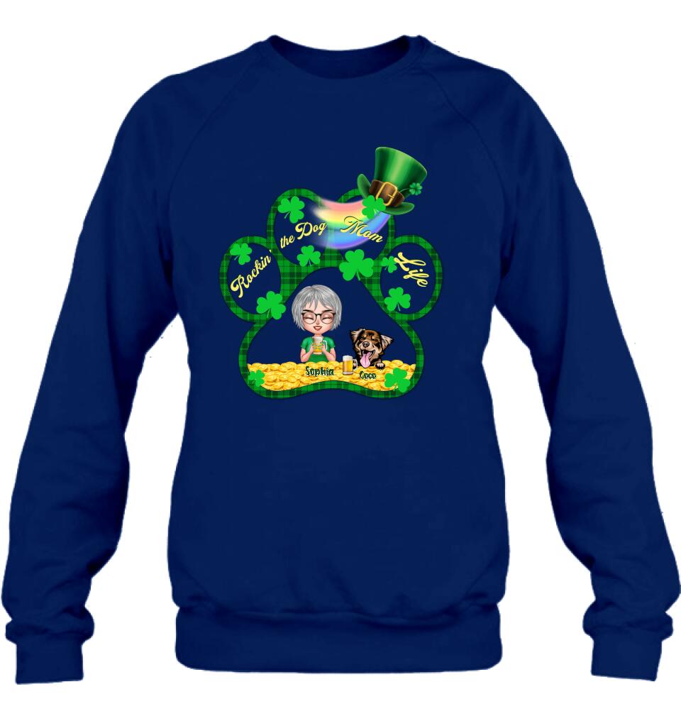 Personalized Dog Mom Shirt - Up to 4 Dogs - Gift Idea For St Patrick's Day - Rockin' The Dog Mom Life