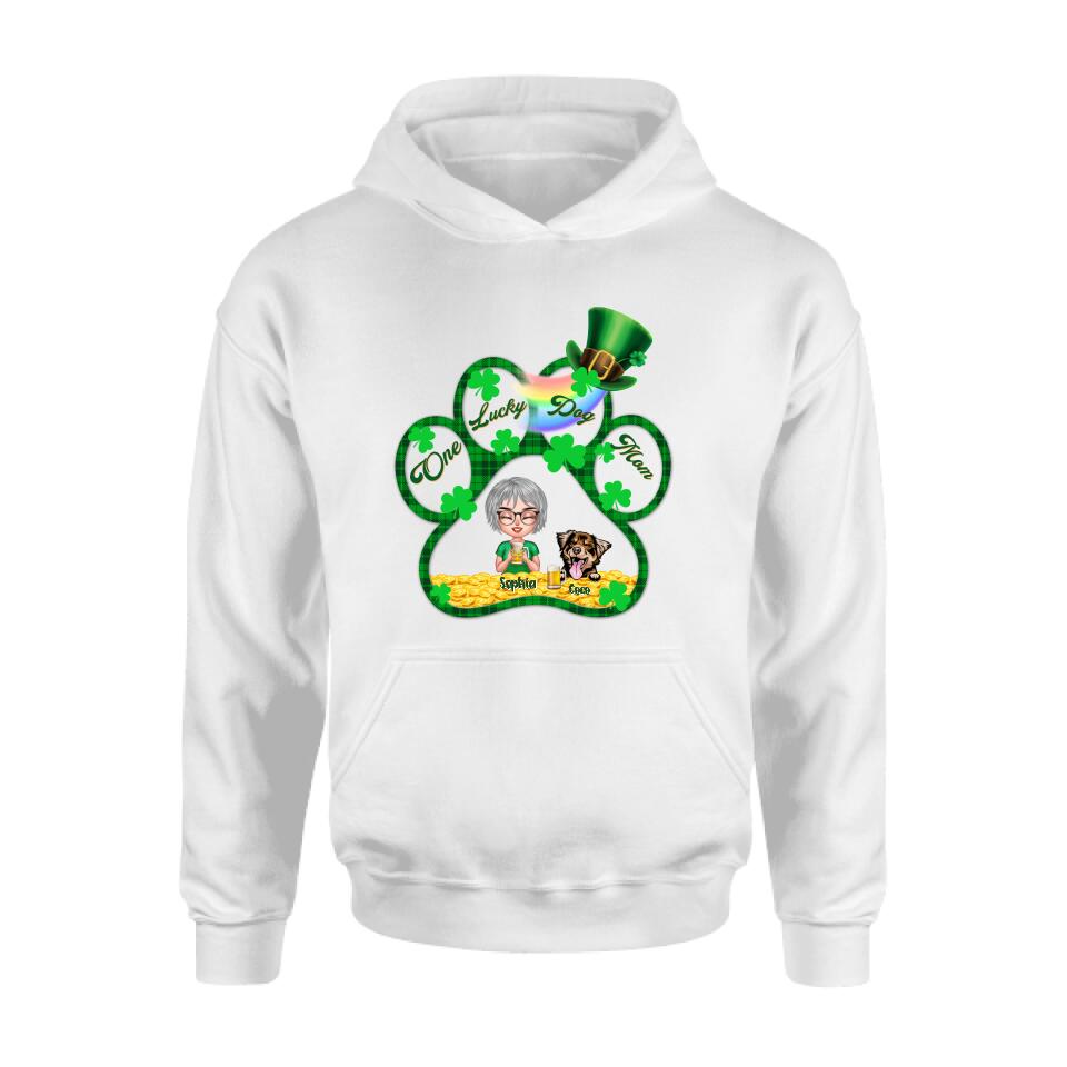 Personalized Dog Mom Shirt - Up to 4 Dogs - Gift Idea For St Patrick's Day - One Lucky Dog Mom