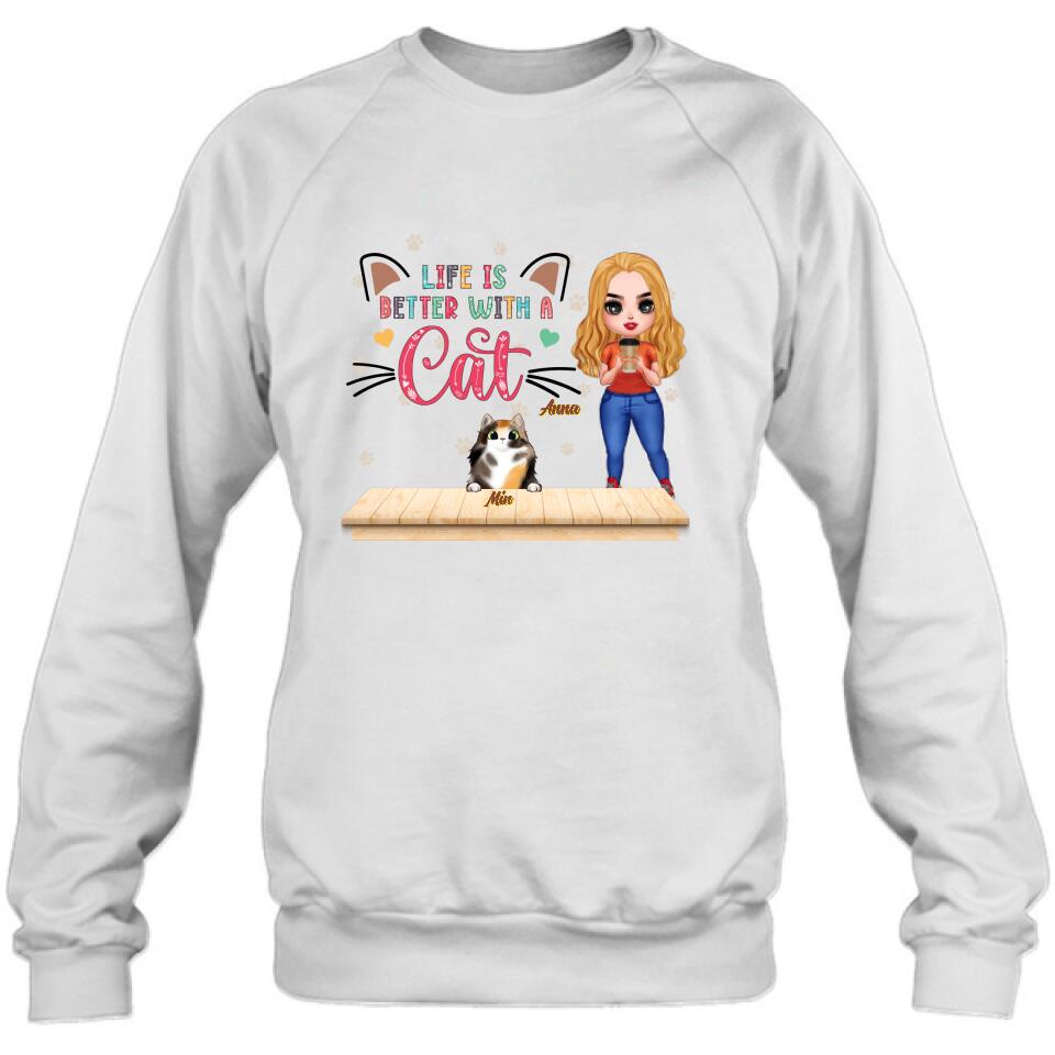 Personalized Cat Mom Chibi Shirt - Gift Idea For Mother's Day/Cat Lovers With Up to 6 Cats - Best Cat Mom Ever
