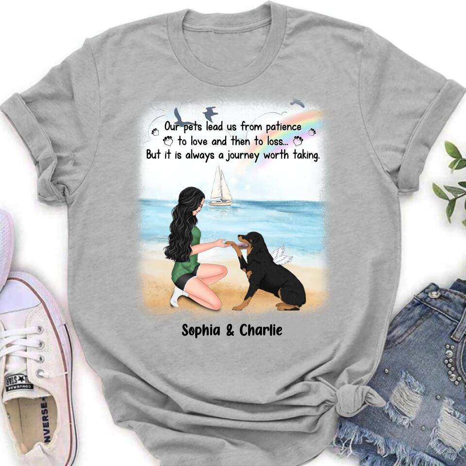 Personalized Dog Mom Shirt/Hoodie - Memorial Gift For Dog Mom/Dog Lover - Our pets lead us from patience to love and then to loss