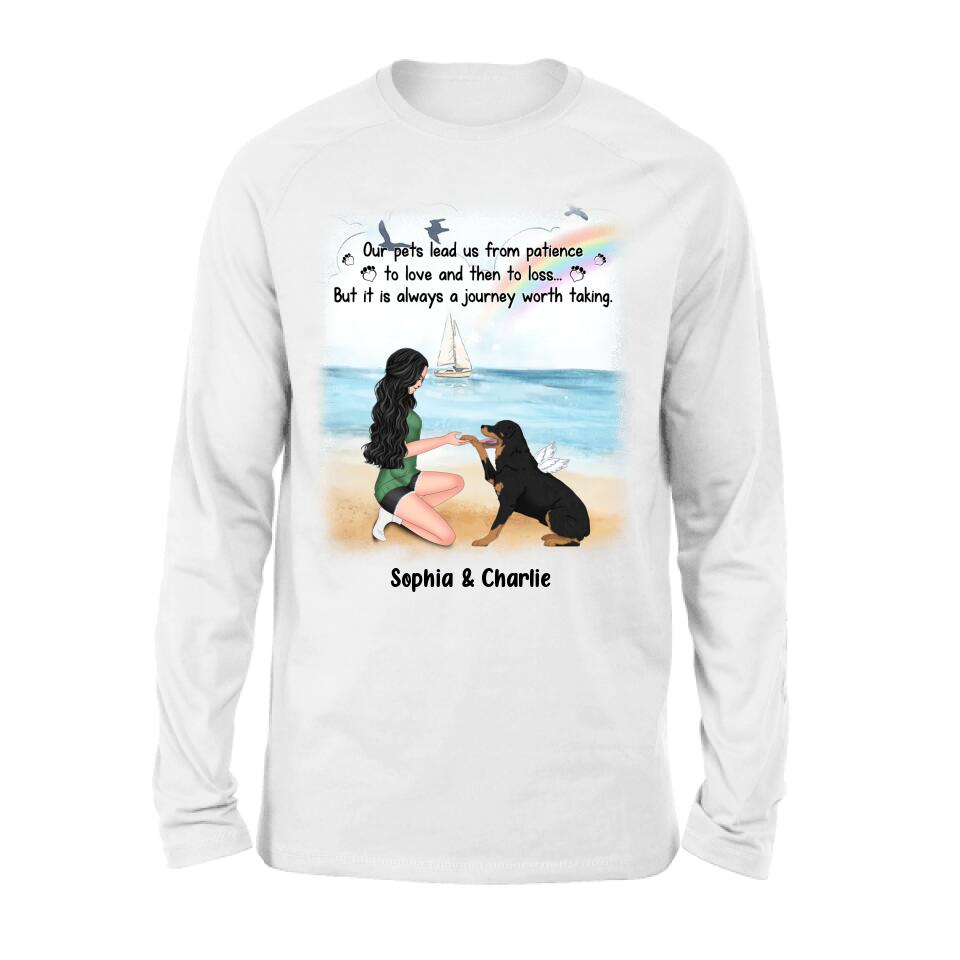Personalized Dog Mom Shirt/Hoodie - Memorial Gift For Dog Mom/Dog Lover - Our pets lead us from patience to love and then to loss