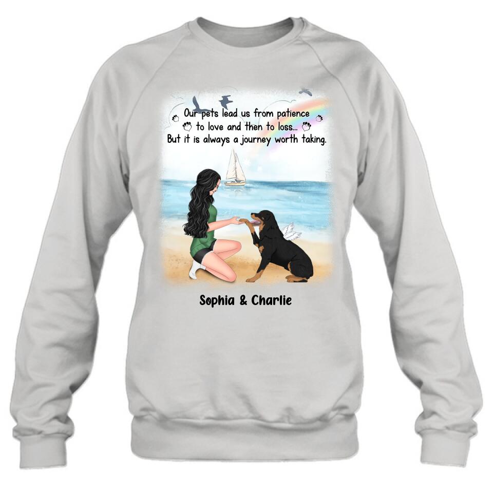 Personalized Dog Mom Shirt/Hoodie - Memorial Gift For Dog Mom/Dog Lover - Our pets lead us from patience to love and then to loss