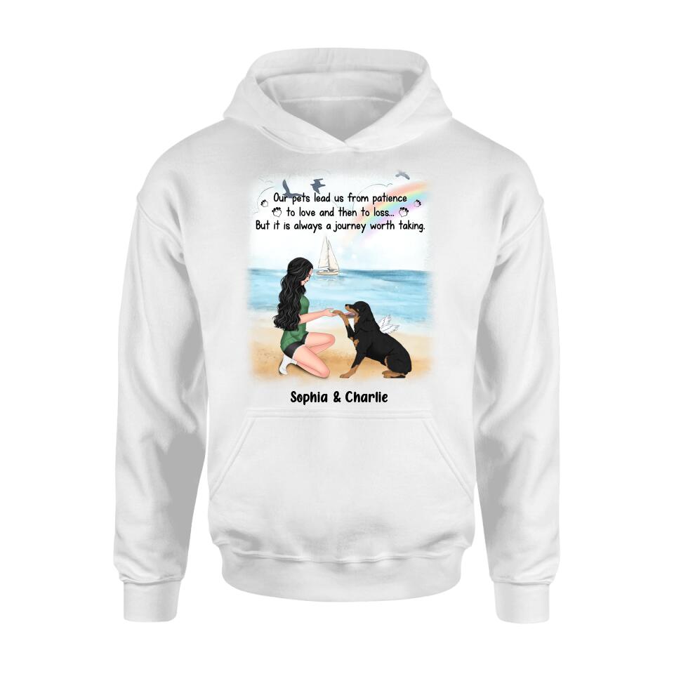 Personalized Dog Mom Shirt/Hoodie - Memorial Gift For Dog Mom/Dog Lover - Our pets lead us from patience to love and then to loss