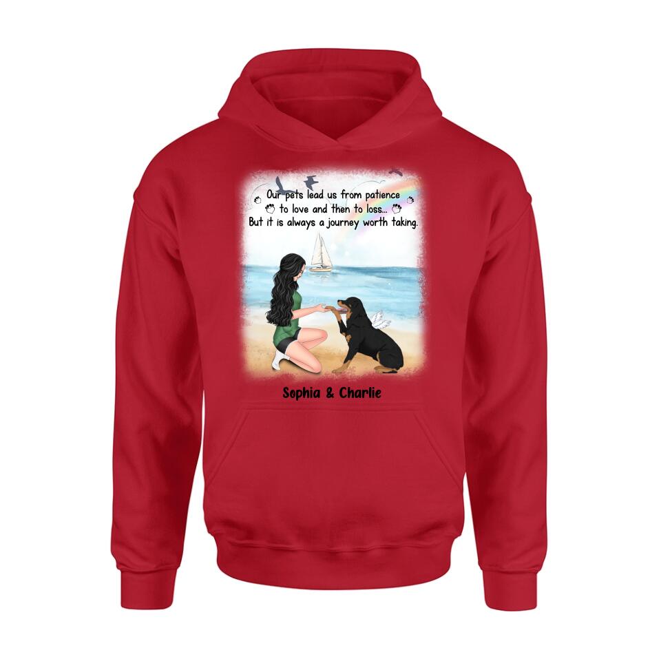 Personalized Dog Mom Shirt/Hoodie - Memorial Gift For Dog Mom/Dog Lover - Our pets lead us from patience to love and then to loss