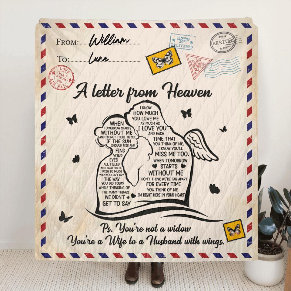 Personalized Widow Quilt/Fleece Blanket - Memorial Gift Idea For Couple - A Letter From Heaven