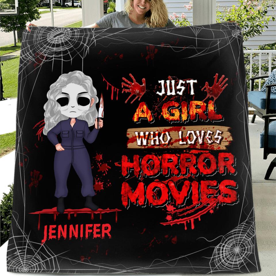 Personalized Watch Enough Murder Shows Fleece Throw Blanket/Quilt - Gift For Girls - Just A Girl Who Loves Horror Movies