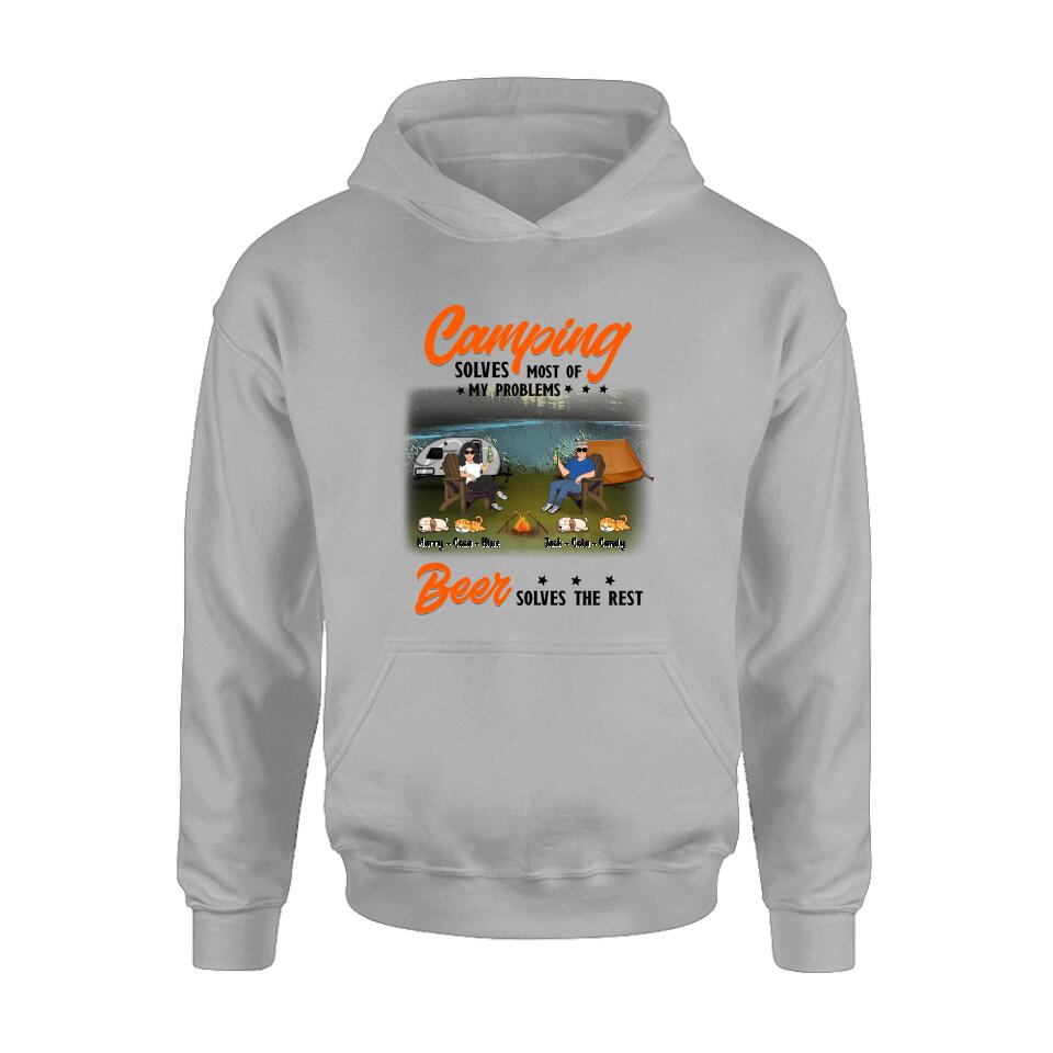Personalized Camping Unisex T-shirt/Hoodie/Sweatshirt/Long Sleeve - Gift Idea For Couple/ Camping Lovers - Camping Solves Most Of My Problems Beer Solves The Rest