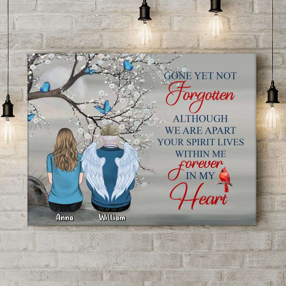 Custom Personalized Memorial Family Canvas - Memorial Gift For Family - Up to 4 People - Gone Yet Not Forgotten
