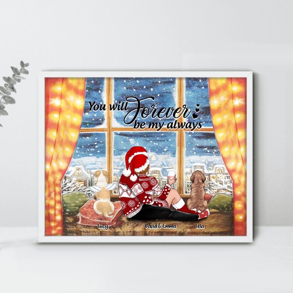 Personalized Hugging Couple Xmas Horizontal Poster - Couple With Up to 2 Pets - Best Gift For Christmas - You Will Forever Be My Always - EWFNOK