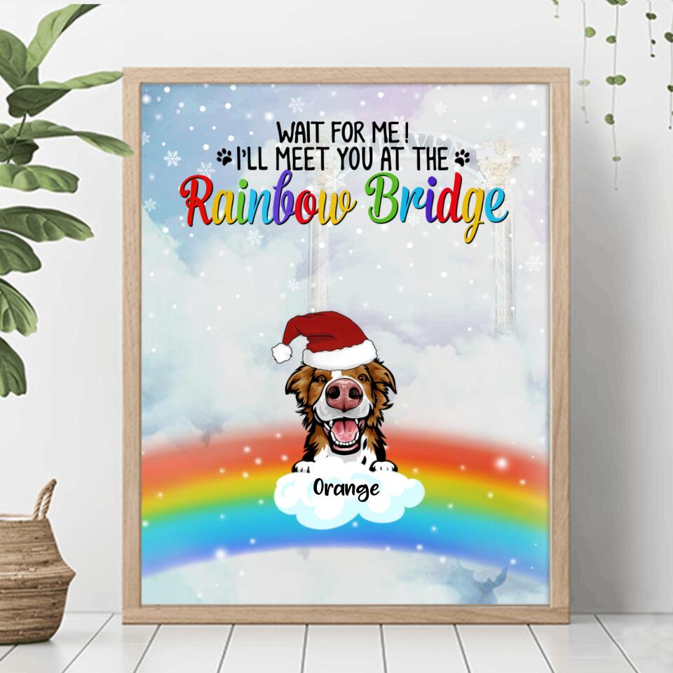 Personalized Memorial Pets At Rainbow Bridge Poster - Up to 5 Pets - Memorial Gift For Dog Lovers/Cat Lovers - Just Saying Goodbye For A While Till We Meet Again At The Rainbow Bridge