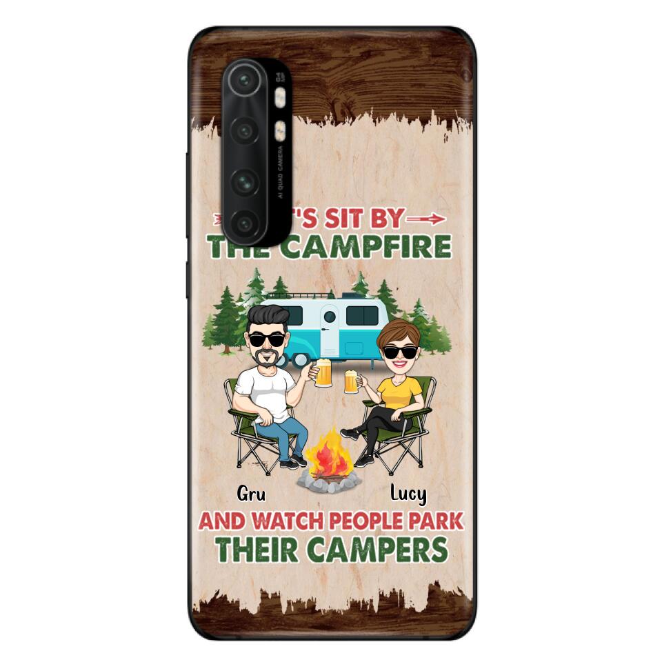 Custom Personalized Couple With Dogs Camping Phone Case - Couple With Up to 4 Dogs - Gift For Couple/ Camping/ Dog Lover - Let's Sit By The Campfire - Case For Xiaomi, Oppo And Huawei