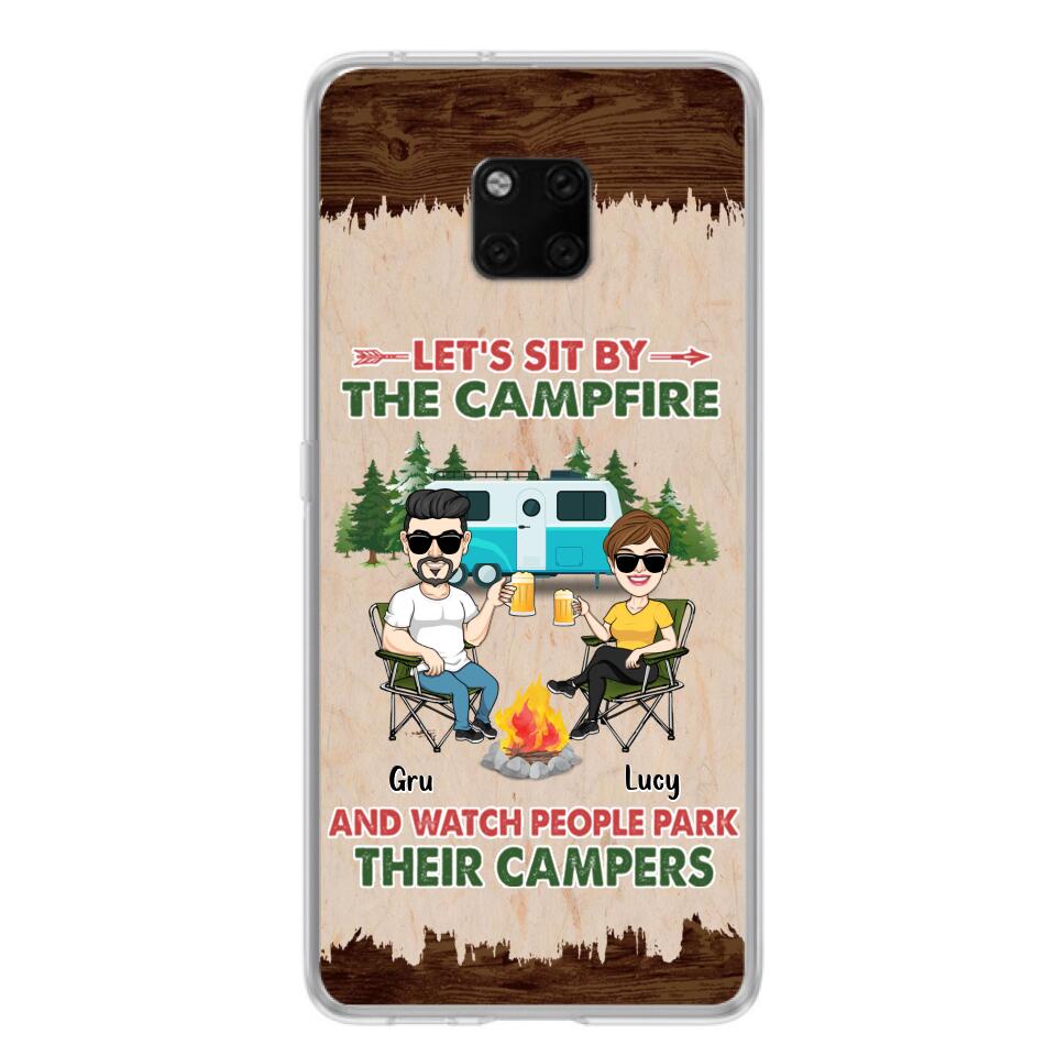 Custom Personalized Couple With Dogs Camping Phone Case - Couple With Up to 4 Dogs - Gift For Couple/ Camping/ Dog Lover - Let's Sit By The Campfire - Case For Xiaomi, Oppo And Huawei