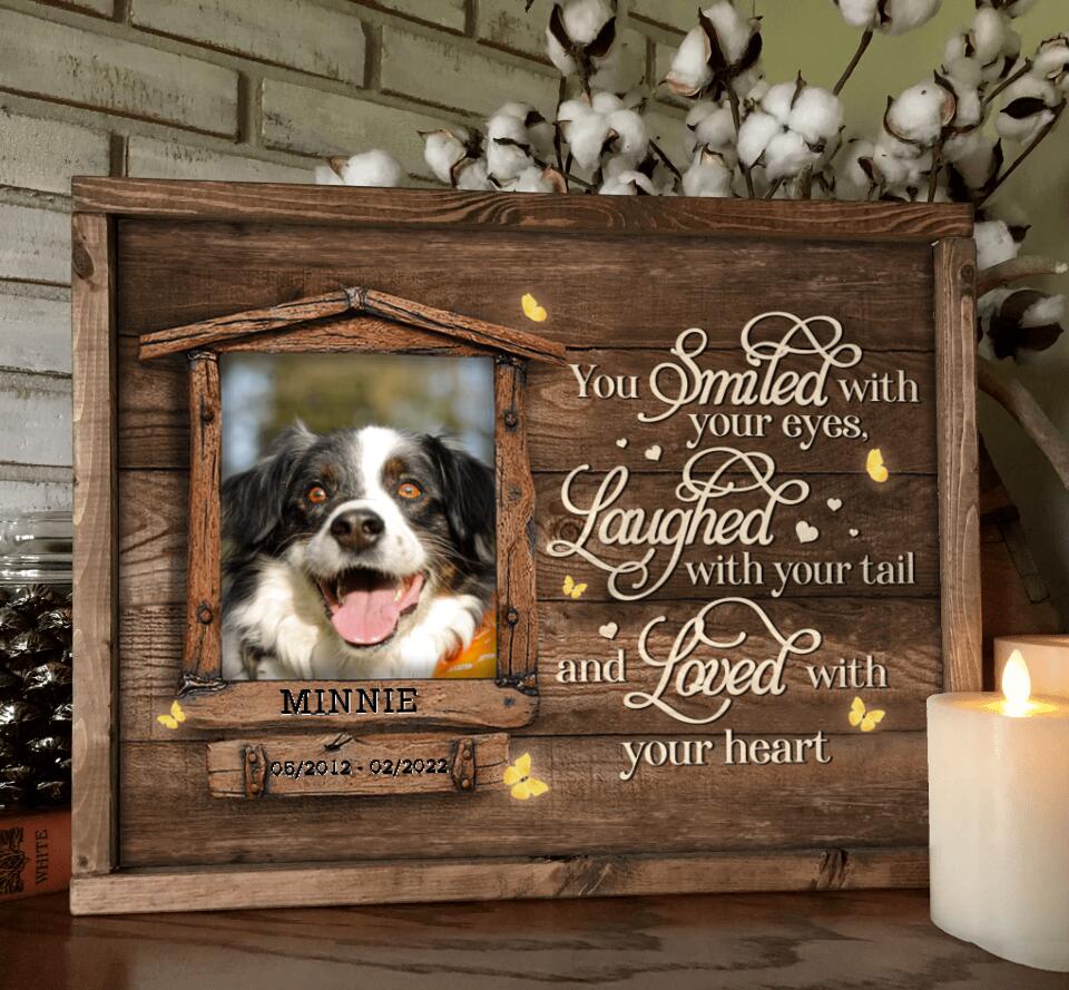 Personalized Memorial Photo Poster - Memorial Gift Idea For Pet Lovers - You Smiled With Your Eyes Laughed With Your Tail And Loved With Your Heart