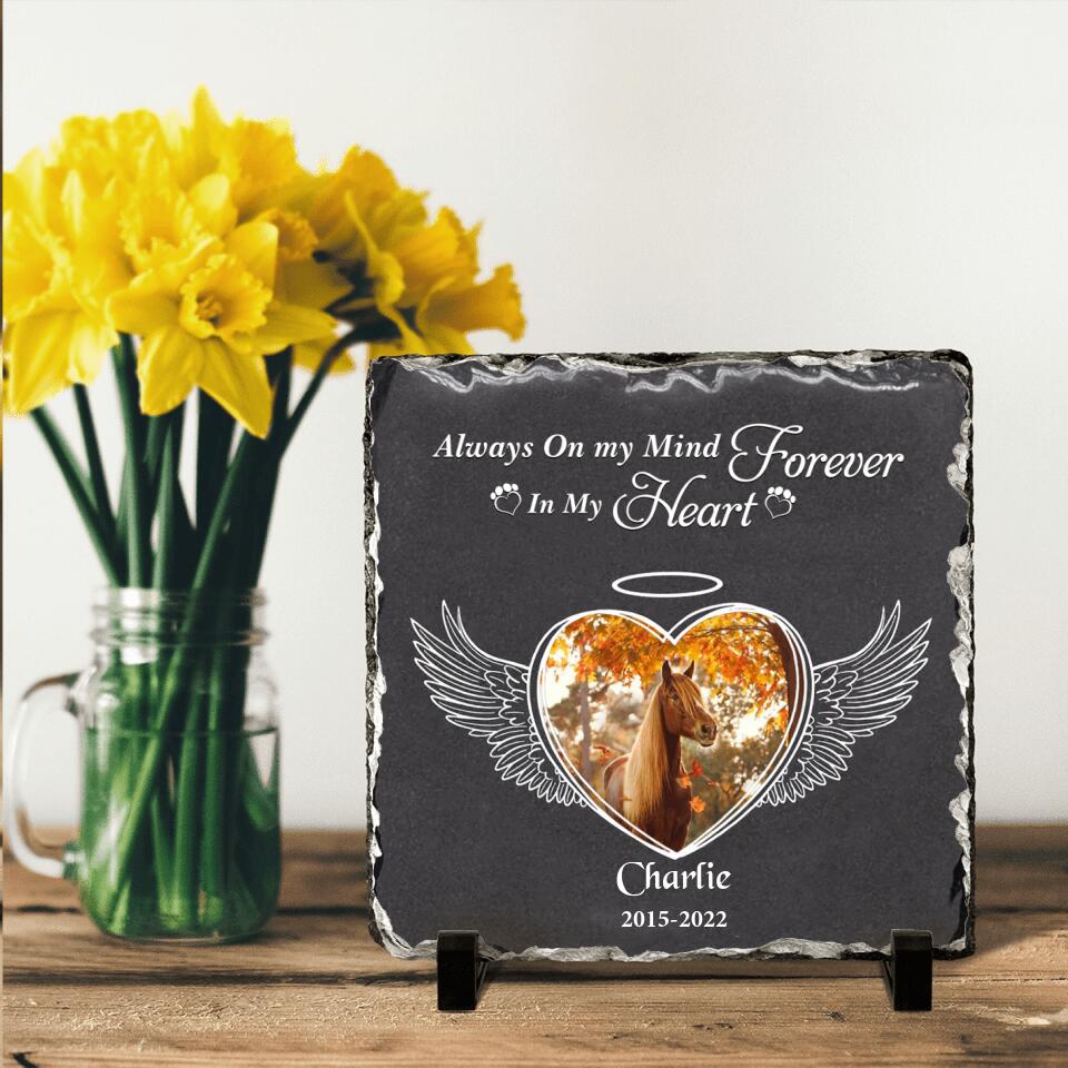 Personalized Memorial Horse Square Lithograph - Gift Idea For Horse Lovers - Always On My Mind Forever In My Heart