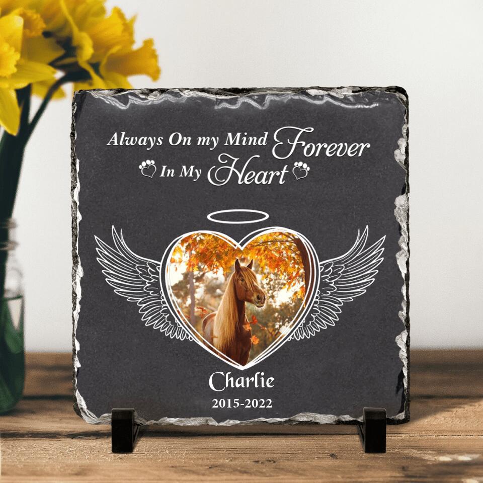 Personalized Memorial Horse Square Lithograph - Gift Idea For Horse Lovers - Always On My Mind Forever In My Heart