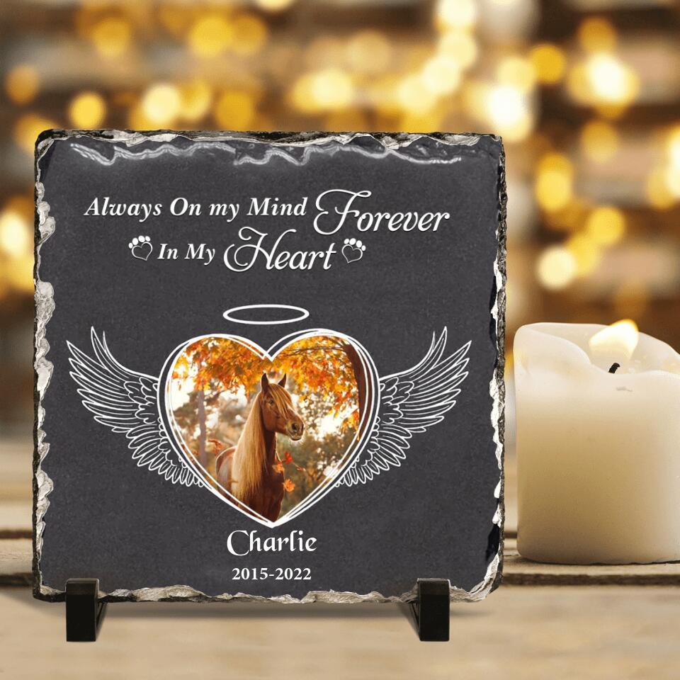 Personalized Memorial Horse Square Lithograph - Gift Idea For Horse Lovers - Always On My Mind Forever In My Heart