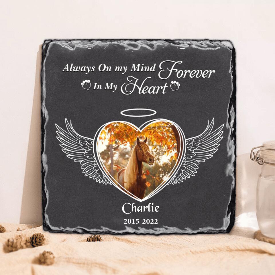 Personalized Memorial Horse Square Lithograph - Gift Idea For Horse Lovers - Always On My Mind Forever In My Heart