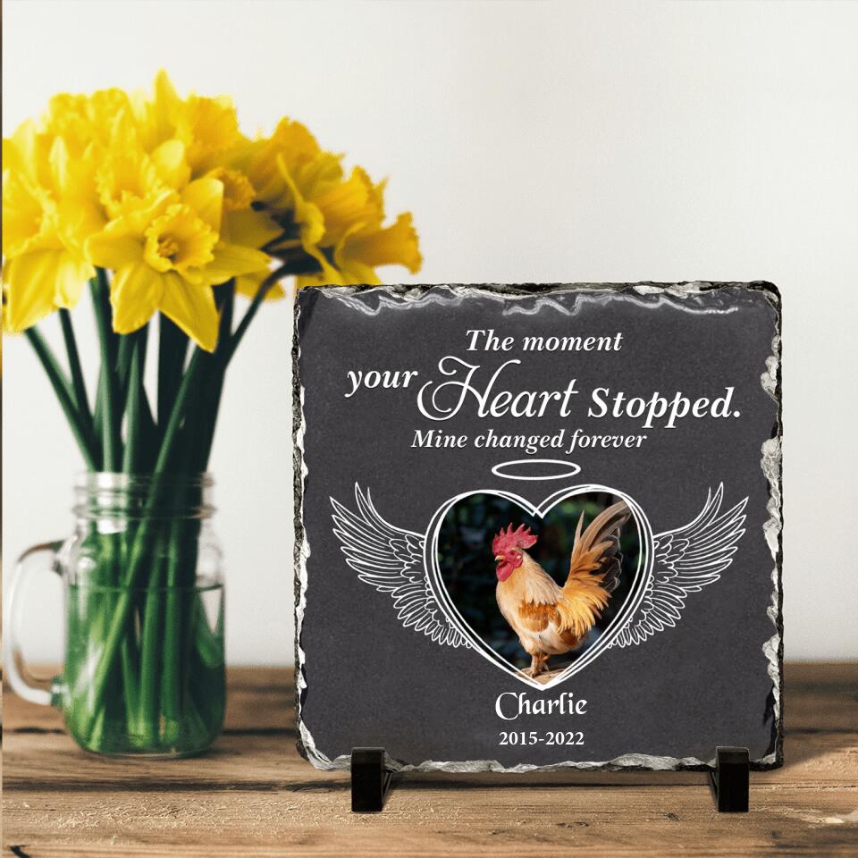 Personalized Memorial Chicken Square Lithograph - Gift Idea For Chicken Lovers - The Moment Your Heart Stopped Mine Changed Forever