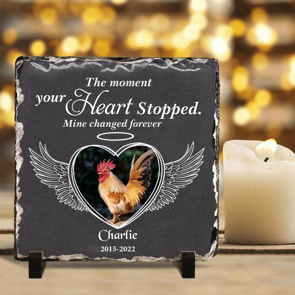 Personalized Memorial Chicken Square Lithograph - Gift Idea For Chicken Lovers - The Moment Your Heart Stopped Mine Changed Forever