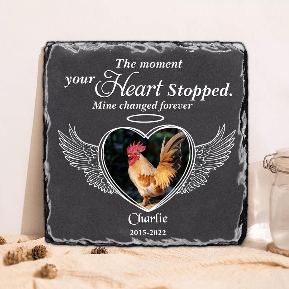 Personalized Memorial Chicken Square Lithograph - Gift Idea For Chicken Lovers - The Moment Your Heart Stopped Mine Changed Forever