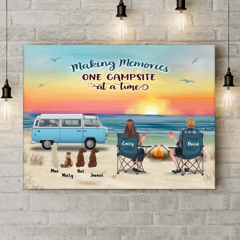 Personalized Camping Canvas - Up to 4 Pets - Gift Idea For Couple/Camping Lover - Making Memories One Campsite At A Time